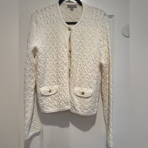 J. Crew Cream Cable-Knit Cardigan Sweater